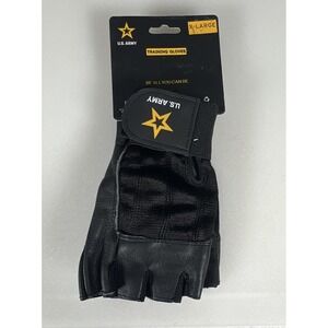 U.S. Army Tactical Fingerless Leather Gloves Black XL UST-2027 Unisex Adults NEW